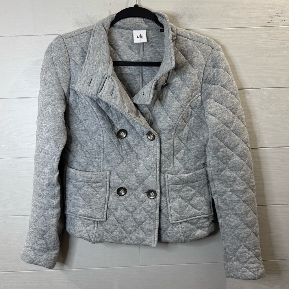 Cabi Chic Gray Quilted Women's Jacket Size Small